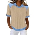 thumbnail image 1 of Tops de Manga Corta para las Mujeres Camiseta Suelta de Primavera Y Verano con Solapa Casual, 1 of 5