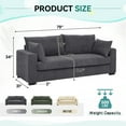 thumbnail image 6 of Lunale 79"L Corduroy Sofa, Deep Seat Sleeper Couch, 3-Seater Living Room Sofa, Gray, 6 of 9