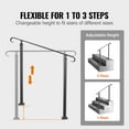 thumbnail image 4 of VEVOR Handrails for Outdoor Steps, Fit 1-3 Steps Outdoor Stair Railing, Wrought Iron Handrail, Adjustable Front Porch Hand Rail, Black Transitional Hand railings for Concrete Steps or Wooden Stairs, 4 of 9