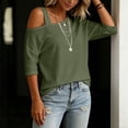 thumbnail image 6 of TGSLY Asymmetric One Shoulder Tops for Women Lightweight Thin V Neck Solid Color Blouses Relaxed Dressy Casual Half Sleeve T-Shirts L, 6 of 8