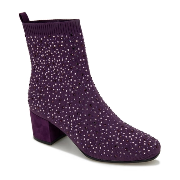Kenneth Cole Reaction Womens Rida Stretch Jewel Booties Dark Purple 7.5M