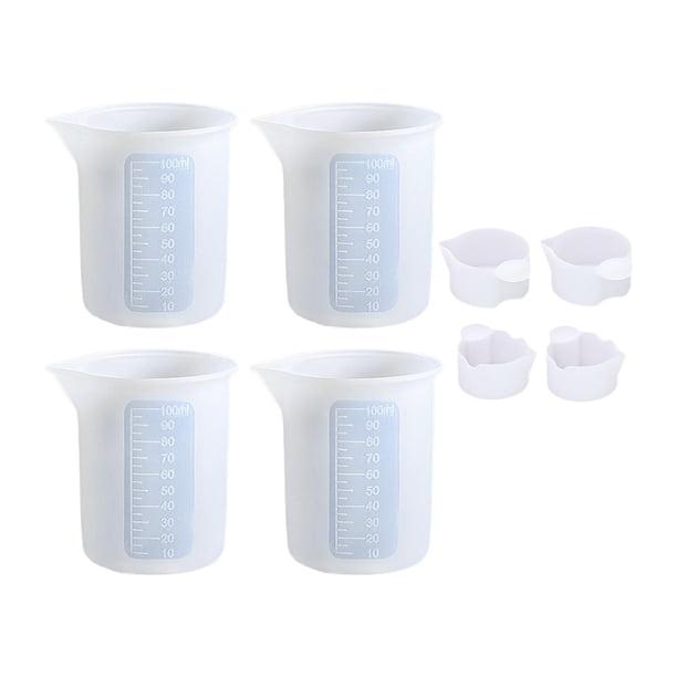 Kit de tazas medidoras de silicona, kit de herramientas para fundición de joyas con resina epoxi UV, taza mezcladora reutilizable 8 piezas