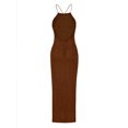 thumbnail image 5 of Edolynsa Women Halter Neck Knit Maxi Dress Backless Hollow Out Swimwear Coverup Crochet Sleeveless Long Beachwear Resort Wear, 5 of 10