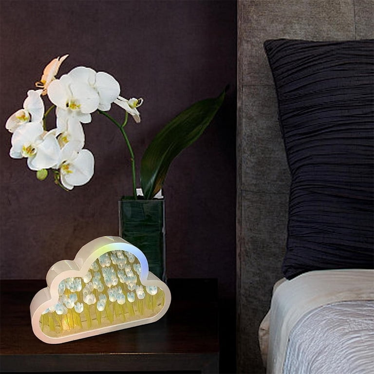 AlyMack Tulip Mirror Lamp - Infinity Flower Night Light & Cloud Mirror, Fully Assembled