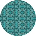 thumbnail image 1 of Ahgly Company Indoor Round Patterned Dark Turquoise Green Area Rugs, 5' Round, 1 of 6