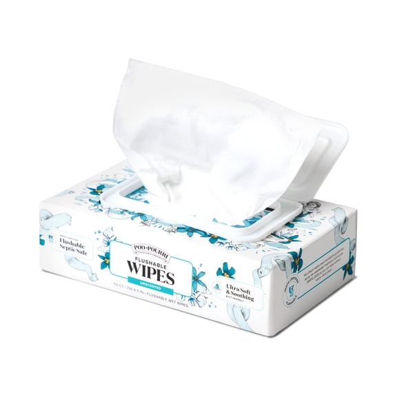 Poo~Pourri Flushable Wipes, Fragrance-Free, 50ct
