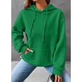 thumbnail image 4 of Eytino Womens Hoodie Casual Long Sleeve Solid Lightweight Pullover Tops Loose Hooded Sweatshirt with Pocket Green 2XL, 4 of 6