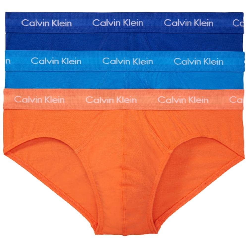 Calvin Klein Men's Cotton Stretch 3-Pack Hip Brief, Work Blue, Ocean HUE,  Turned Mango, Large | Walmart Canada