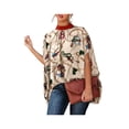 thumbnail image 2 of VISgogo Blusa de verano para mujer, manga de murciélago, camisa informal lisa/estampada con cuello simulado, blusas sueltas para mujer VISgogo moda, 2 of 3