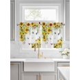 thumbnail image 2 of Half Window Curtain 36 Inches Long, Sunflower Window Treatment Curtain Drapes, Summer Botanical Butterfly Watercolor Small Tier Curtains for Bathroom Over Sink, 27.5"x36", 2 Panels, 2 of 7