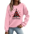 thumbnail image 2 of Cadancy Merry Christmas Sweatshirts for Women Plaid Xmas Tree Funny Print Pullover Tops Loose Crew Neck Long Sleeve Holiday Shirts Winter Vacation Party Outfits 2025, 2 of 5