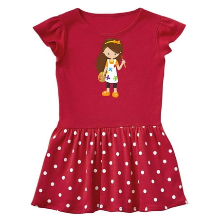 

Inktastic Cute Girl Brown Hair Painter Paint Artist Gift Baby Girl Dress