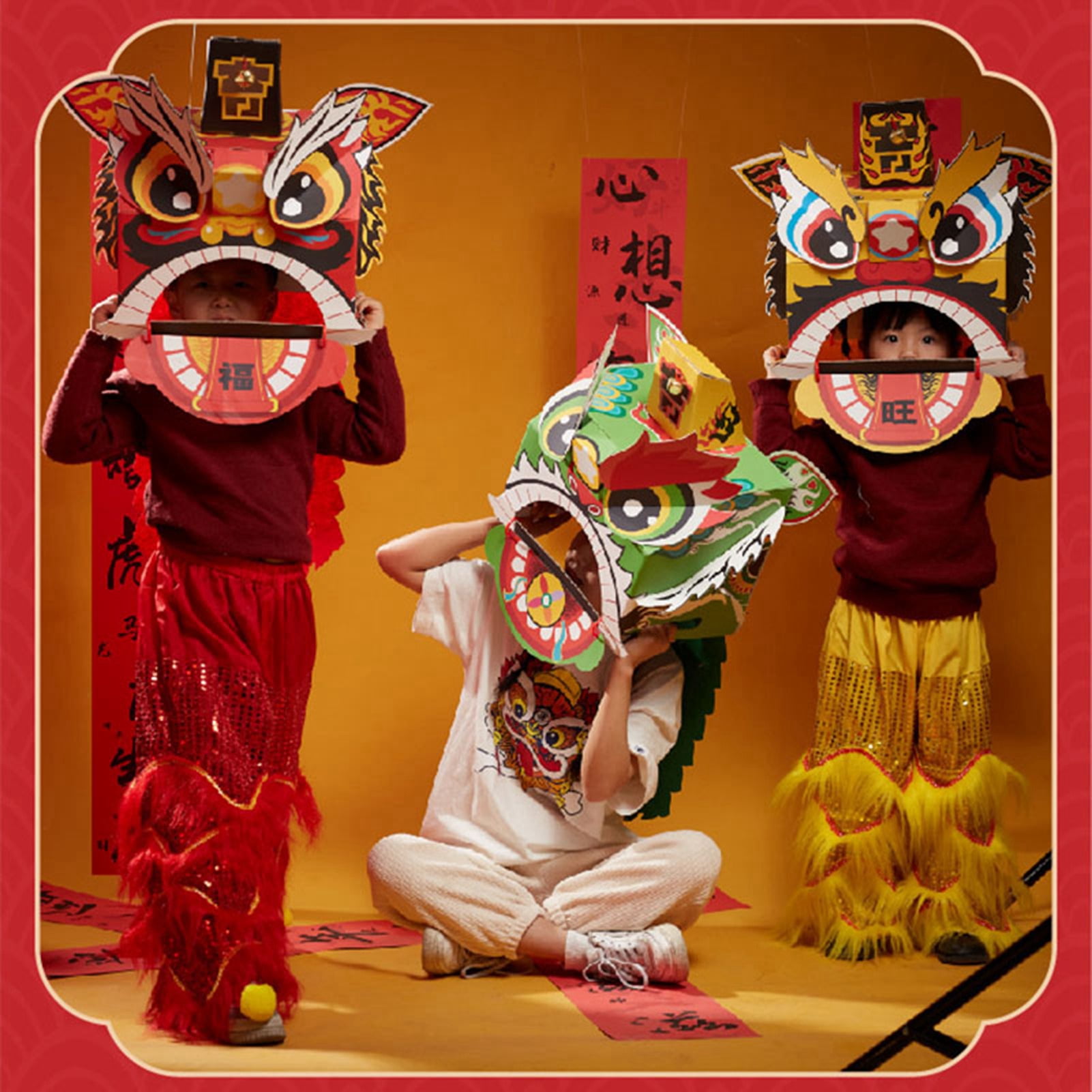 Chinese Lion Dance Head, Attractive Decorative Children Chinese