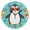 Black, variant on Penguin and Orange Swim Circles Cartoon Round Wall Clock Silent Analog Battery Operated Gold Pointer Home Decor 9.84" Diameter