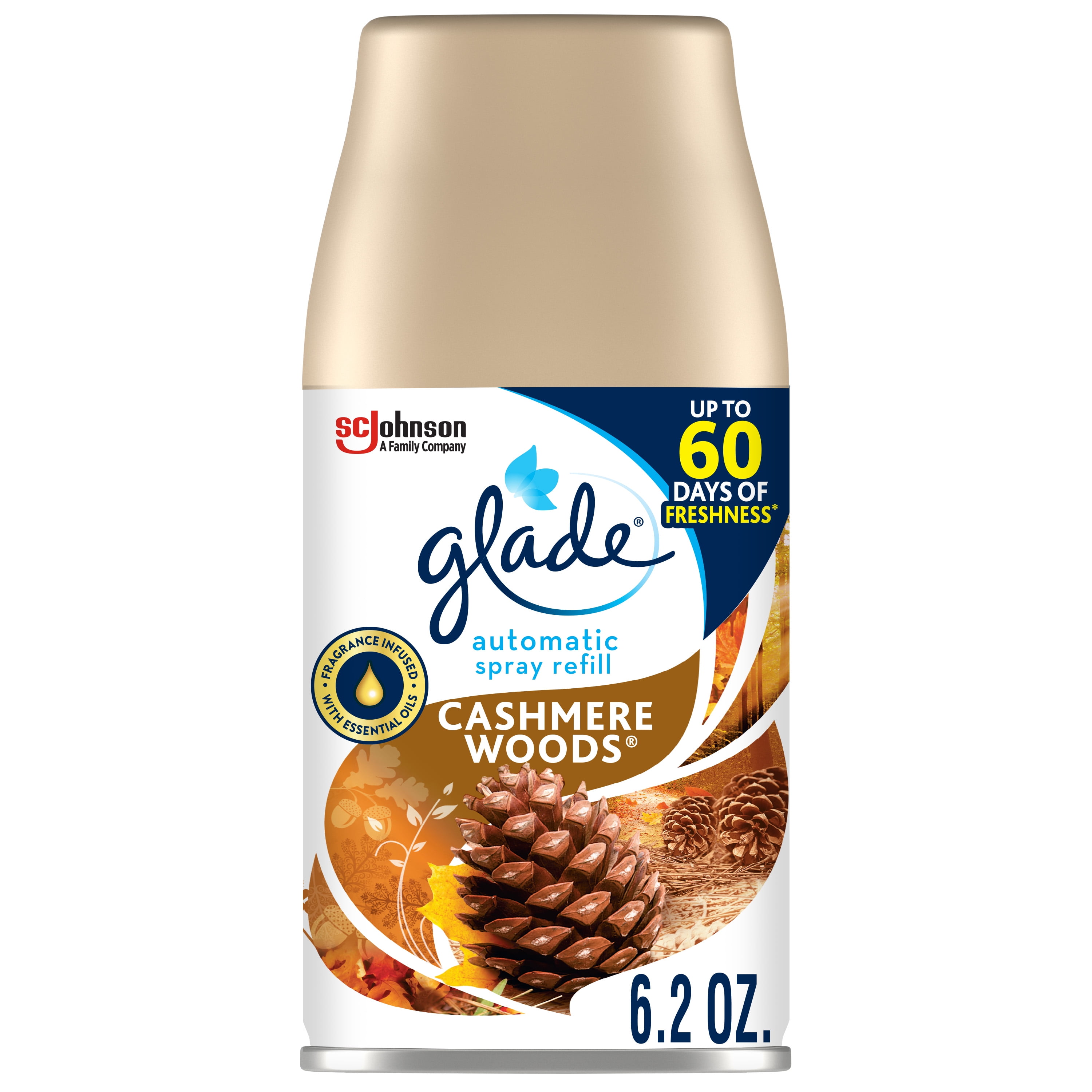 Glade Automatic Spray Refill 1 CT, Cashmere Woods, 6.2 OZ. Total, Air Freshener Infused with