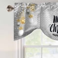 thumbnail image 4 of Christmas Gold Grey Tie Up Valance Curtains for Windows, Kitchen Curtains Window Treatments, Winter Snowflakes Xmas Balls Geometric Short Window Shades Valances for Bedroom Bathroom Cafe 54"x18", 4 of 8