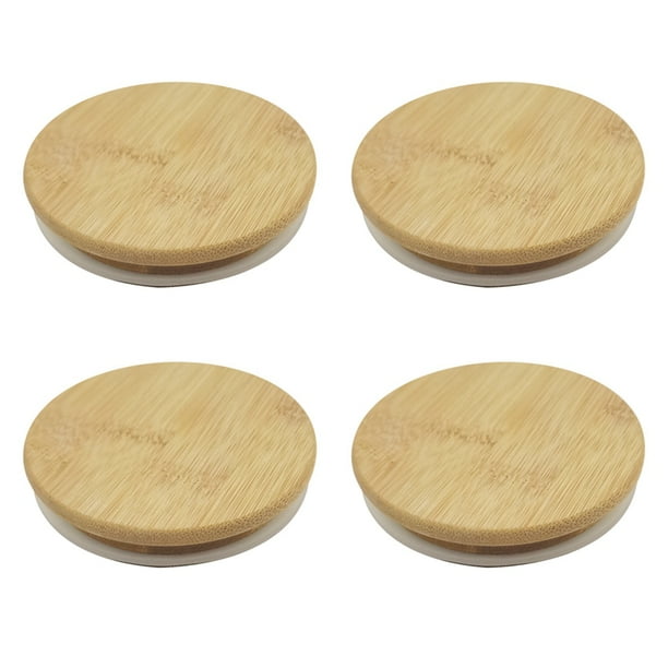 Reusable Airtight Bamboo Lids,Food Storage Jar Lids Cover with Silicone