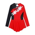 thumbnail image 3 of iiniim Kids Girls Long Sleeve Shiny Figure Ice Skating Ballet Dance Gymnastics Leotard Dress Red 14, 3 of 7