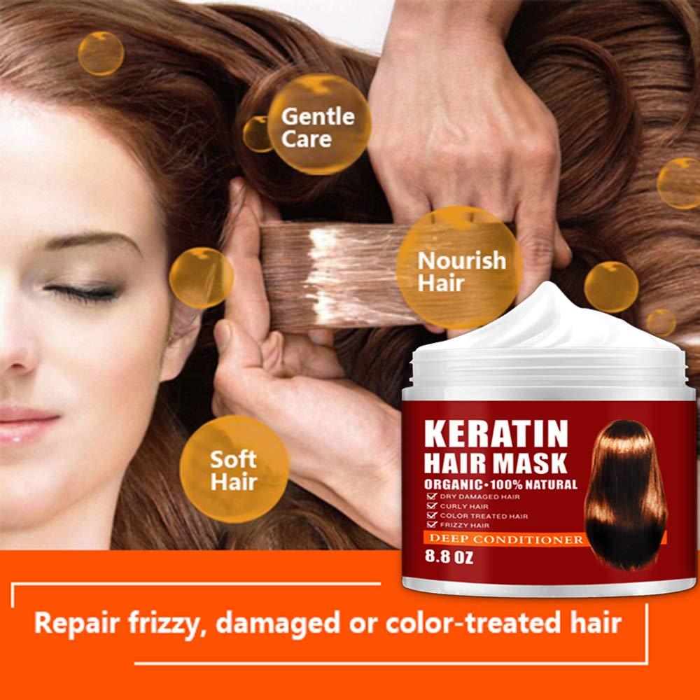 Keratin Hair Mask,2020 5 Seconds Repair Damage Hair Root, 8.8OZ Hair Mask for Dry Damaged Hair,Hair Treatment Mask Hair Tonic Keratin Hair & Scalp Treatment - image 4 of 5