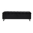 thumbnail image 2 of Inspired Home Hector Velvet Storage Bench, Black, 2 of 8