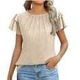 thumbnail image 1 of Tnhcen Blouses d'Été Décontractées pour Femmes à Manches Courtes avec Design Anti-Rides - Tops en Nylon Spandex Extensible P-2TG Respirants et à la Mode, 1 of 6