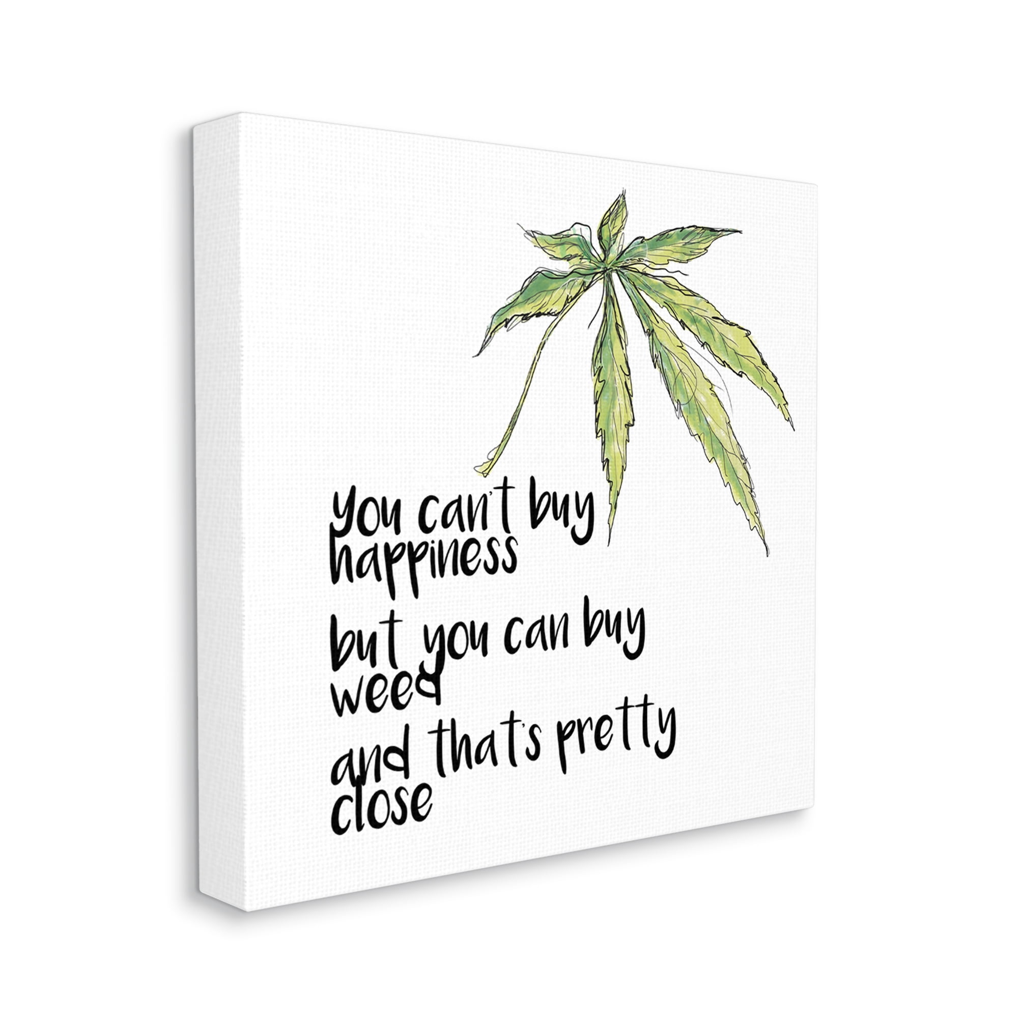 Stupell Industries Can't Buy Happiness Funny Hemp Botanical Saying Graphic Art Gallery Wrapped Canvas Print Wall Art, Design by J. Weiss