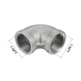 thumbnail image 2 of Uxcell 1 NPT Female Thread 90 Degree Elbow Pipe Fitting 304 Stainless Steel, 2 of 5