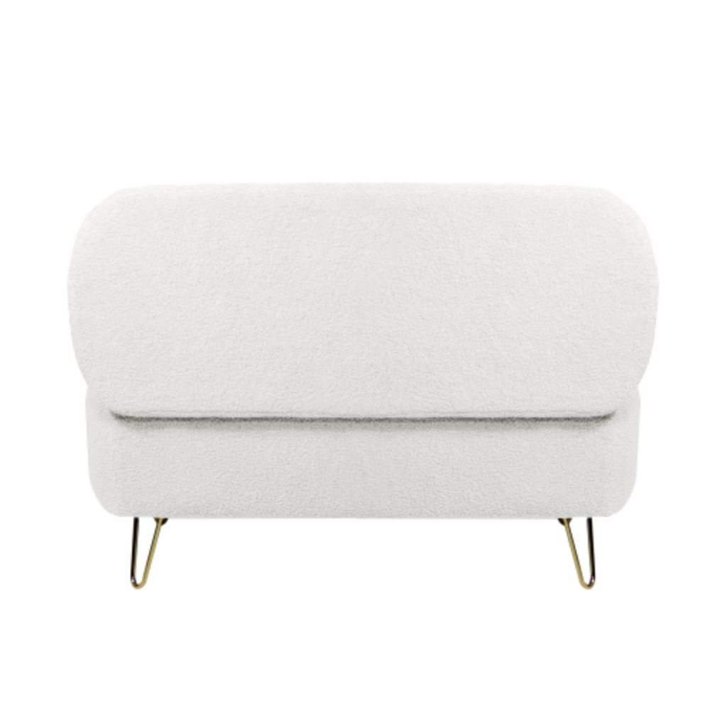 Ivory White Storage Ottoman Bench for End of Bed Gold Legs, Modern