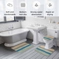 thumbnail image 6 of Bohemian Teal Bathroom Rugs Set Brown Stripe Retro Wave Line Non Slip Absorbent Soft Bath Mats 3 Piece Set with Bathroom Rug, U-Shaped Floor Mat, Toilet Seat Cover Small Size, 6 of 9