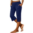 thumbnail image 2 of Abomasnwo Women's Capri Pants High Waisted Stretchy Cropped Pants Lounge Straight Leg Side Split Yoga Pants with Pockets, 2 of 7