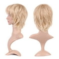 thumbnail image 2 of MesaSe Perruque Synthétique Longue Bouclée avec Frange Cheveux Courts Perruques Résistantes à la Chaleur Perruque Complète pour Femmes Blond Mèches, 2 of 4