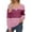Pink, variant on Women's Fall Fashion Long Sleeve Tops Color Block, Loose Fit, V Neck, Casual Pullover, Polyester, Trendy Design