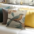 thumbnail image 3 of Patifu Yellow Grey Chinoiserie Bird Cushion Covers Yellow Flower Peony Peacock Sofa Pillowcase Chinoiserie Chic Cushion Case for Office Car Chair Sofa Housewarming Gift 20x20in, 3 of 5