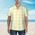 thumbnail image 2 of Pofeuu Lemon Yellow Checkboard Print Hawaiian Shirt for Men Sleeves Casual Button Down Summer Beach Dress Shirts T-Shirts,X-Large, 2 of 7