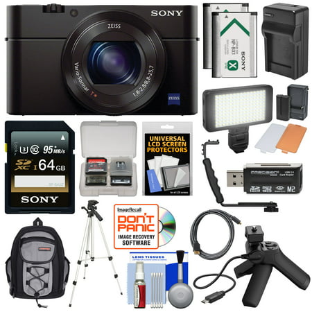 Sony Cyber-Shot DSC-RX100 III Digital Camera Video Creator Kit with 64GB Card + 2x Batteries + Shooting Grip + Charger + Backpack + Tripod +