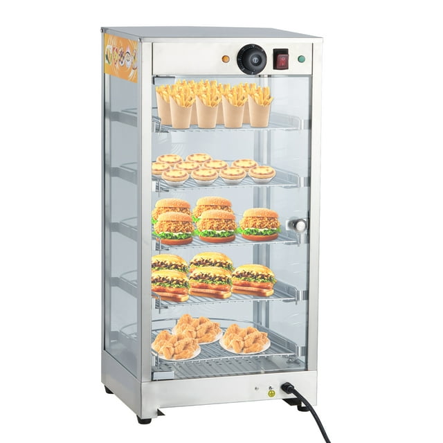 Commercial Food Warmer, 3 Tier/5 Tier Pizza Warmer Food Warmer Display with LED Lighting & Removable Shelves, Countertop Electric Food Warmer for Buffet Restaurant