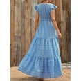 thumbnail image 6 of Women'S 2025 Summer Dress V-Neck Cap Sleeve High Waist Floral Tiered Ruffle A Line Long Maxi Dresses Blue XXL, 6 of 7