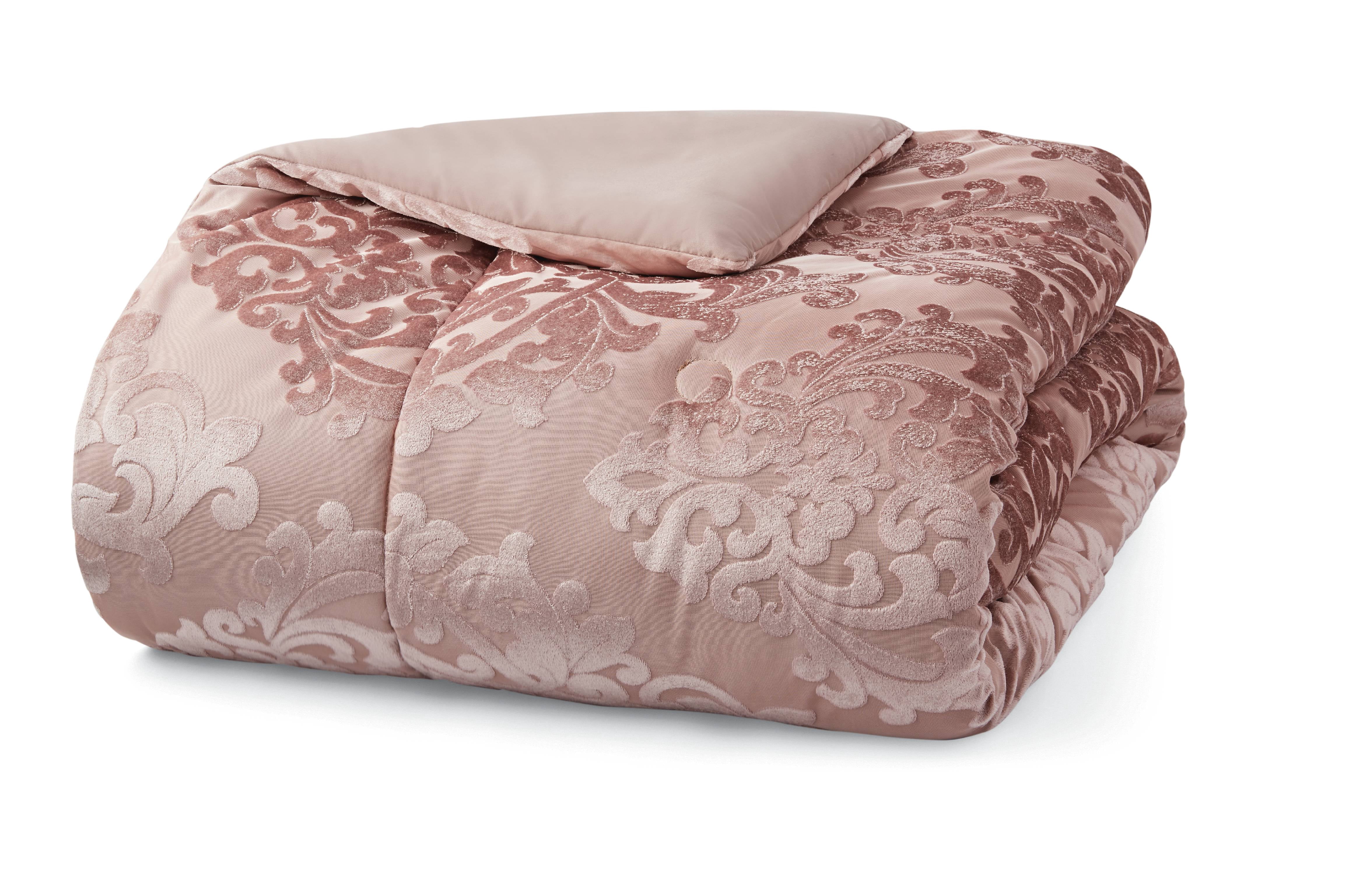 Mainstays 7-Piece Velvet Comforter Set, Blush, Full/Queen, Shams, 3 Dec Pillows and Bed Skirt