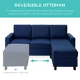 thumbnail image 3 of Best Choice Products Linen Sectional Sofa Couch w/ Chaise Lounge, Reversible Ottoman Bench - Dark Blue, 3 of 8