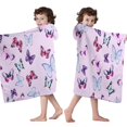 thumbnail image 4 of Pink Butterfly Pattern Hooded Bath Towel，50"x30" for Ages 3 To 12 Kids, Quick Dry Lightweight Soft Microfiber Hood Beach Towel Cover Up for Kids, 4 of 7
