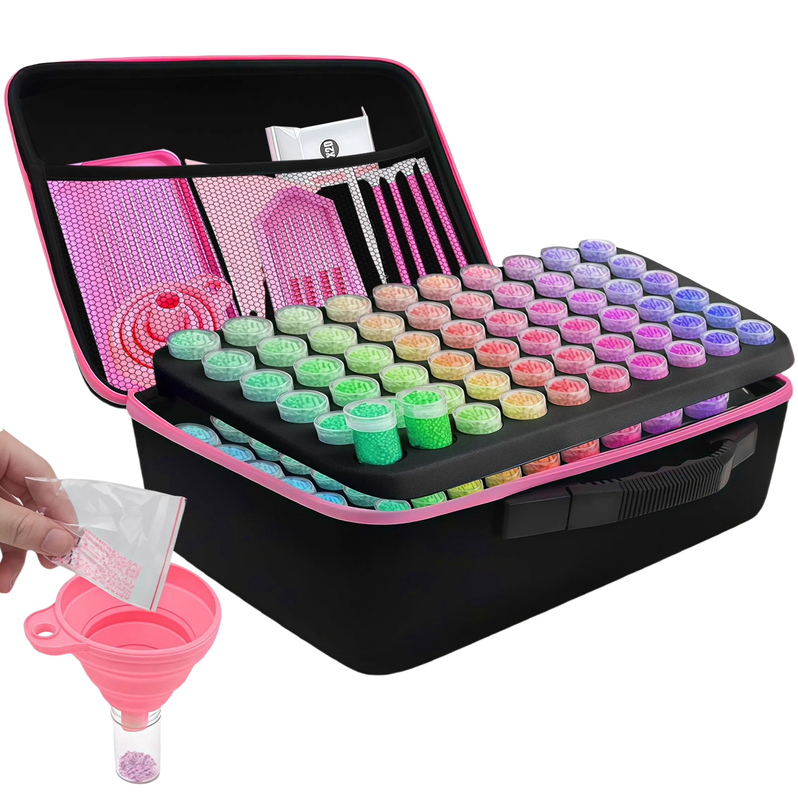 5D Diamond Painted Storage Box, Diamond Painting Case with 120 Cans and Diamond Painting Accessories, Diamond Painting Accessories Organiser