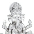 thumbnail image 6 of DecMode Silver Polystone Eclectic Ganesh Buddha Sculpture Sitting on a Double-Petal Lotus Flower, 10"W x 7" H, 6 of 9