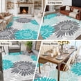 thumbnail image 6 of Area Rug 72×108in, Turquoise Gray Blossom Flower Floor Carpet Living Room Rug, Watercolor Sunflower Non-Slip Welcome Mat Indoor Rugs for Bedroom Dining Room, 6 of 9