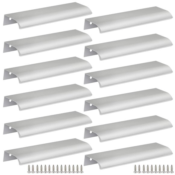 Qjaiune Back Mount Finger Edge Pull 150mm/5.9", luminum Hidden Handle Concealed Tab Pulls for Home Kitchen Living Room Door Drawer Cabinet (12Pcs, Silver)