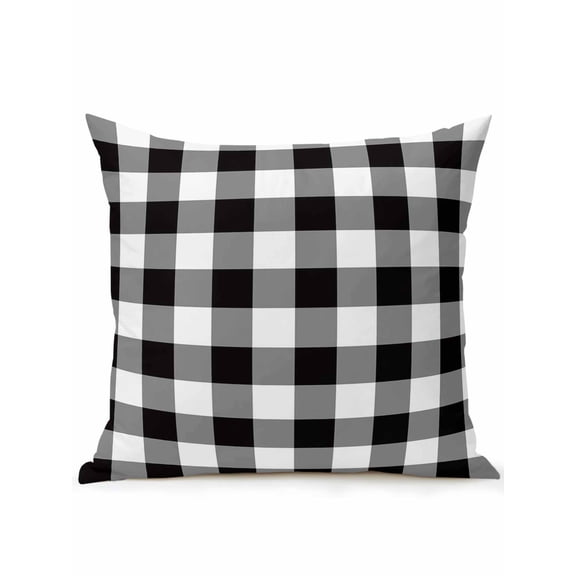 Waterproof Outdoor Throw Pillows with Inserts 16"x16", Black and White Checkered Soft Decorative Pillowcases for Couch Bedroom, Farmhouse Buffalo Plaid Pillow Covers for Sofa Living Room