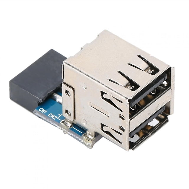 Adaptateur USB Adaptateur de Port d'Extension Étendue Bleu, 2 USB2.0 Connecteur Adaptateur 9PIN Intégré USB 9PIN à 2 USB2.0, pour Ordinateur PC
