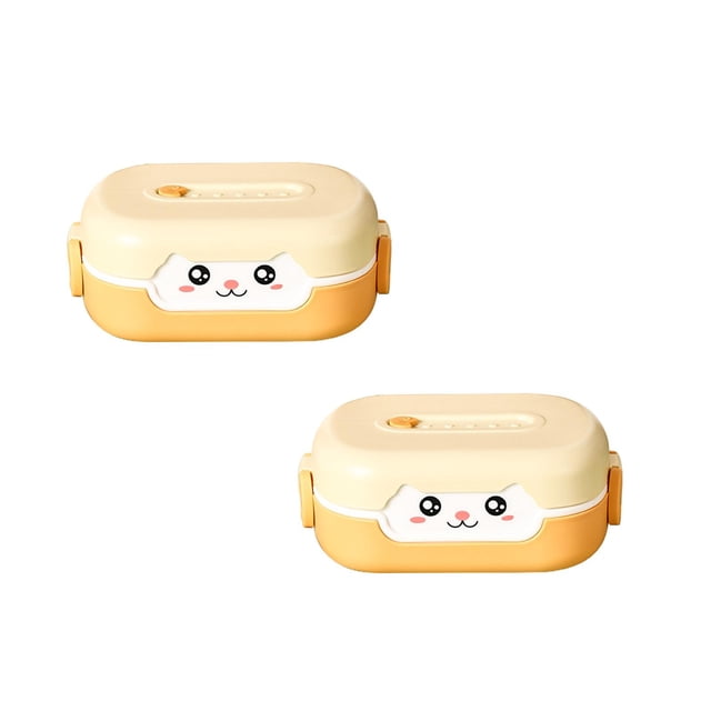 Oleegame 2PC Stainless Steel Cutlery Set Cute Cute Lunch Box For Students To Eat Lunch Box Portable Girl Fruit Light Food Lunch Box