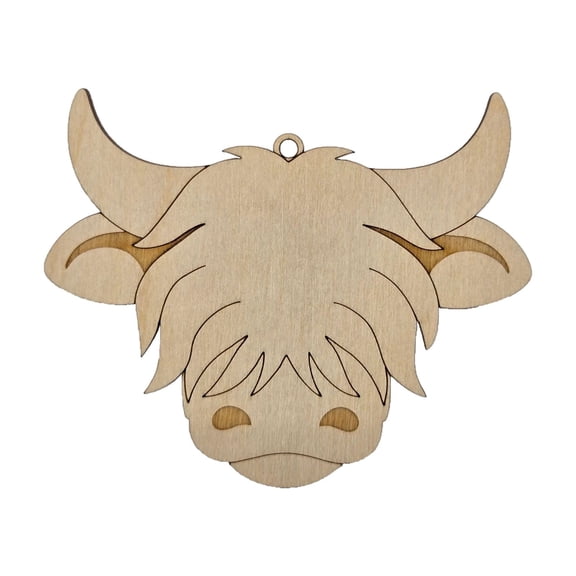 Highland Cow Laser‑Cut Wooden Ornament – Rustic Farming Holiday Décor