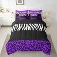 thumbnail image 2 of Erosebridal Teens Leopard Print Bedding Sets King Size, Wildlife Comforter Sets with Sheets, Geometry Striped Decor, Reversible 7pcs, 2 of 5
