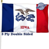 Iowa State Flag 3x5 ft 3 Ply Polyester Double Sided IA Flag with Vibrant Print/4 Rows Hemming/Brass Grommets